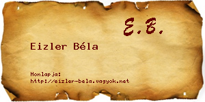 Eizler Béla névjegykártya